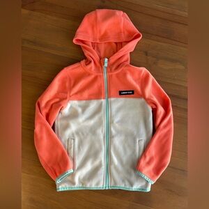 Lands' End Kids Coral and White Zip-Up Hoodie